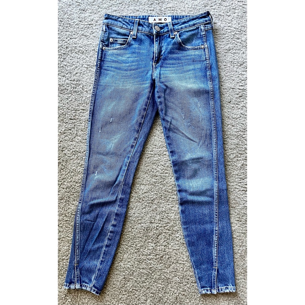 AMO Twist Dive Bar Skinny Jeans Size 24 Women’s Blue Crop Mid Rise 100% Cotton - Picture 5 of 11